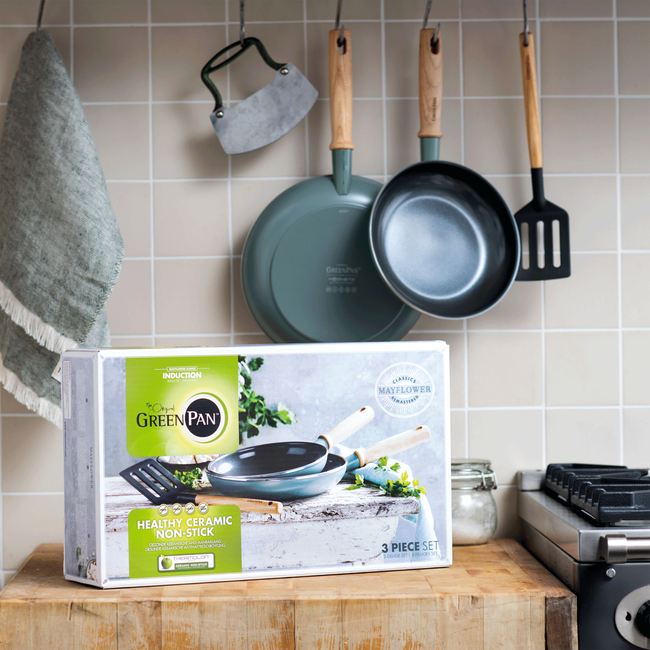 Ensemble de poêles GreenPan - avec une spatule - Mayflower - ø 20 et 24 cm - Revêtement antiadhésif en céramique
