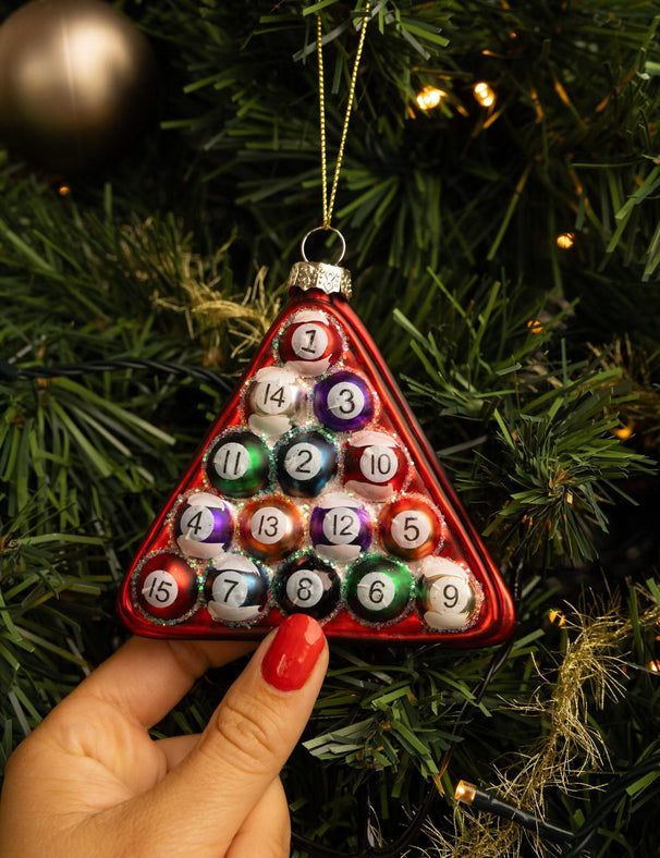 Boule de Noël Nordic Light - Motif billard - en verre - 10 cm