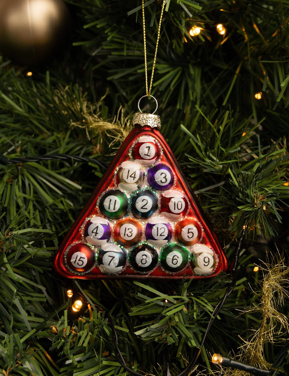 Boule de Noël Nordic Light - Motif billard - en verre - 10 cm
