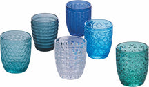 Villa d'Este Home Verre à eau Géométrie Océan - Bleu - 350 ml - 6 pièces