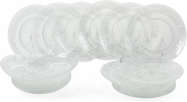 Service de table Villa d'Este Home Imperial en verre 18 pièces / 6 personnes - 6 assiettes à dîner, 6 assiettes à petit-déjeuner et 6 assiettes creuses