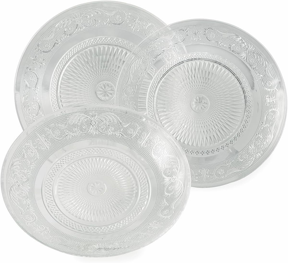 Service de table Villa d'Este Home Imperial en verre 18 pièces / 6 personnes - 6 assiettes à dîner, 6 assiettes à petit-déjeuner et 6 assiettes creuses