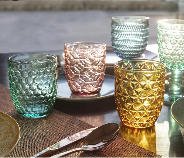 Villa d'Este Home Verres à eau Géométrie Multicolore - 300 ml - 6 pièces