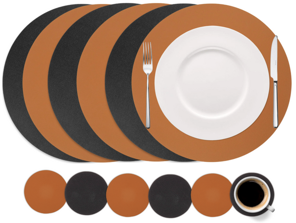 Ensemble de sets de table Cookinglife - Cuir vegan - Ø38 cm - 12 pièces