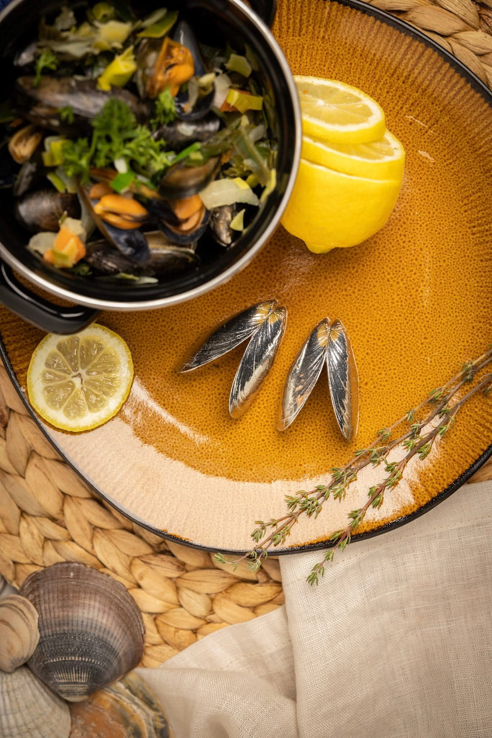 Ensemble de couverts à moules Anovi - en étain - Mosselbestek - 55 mm - 2 pièces