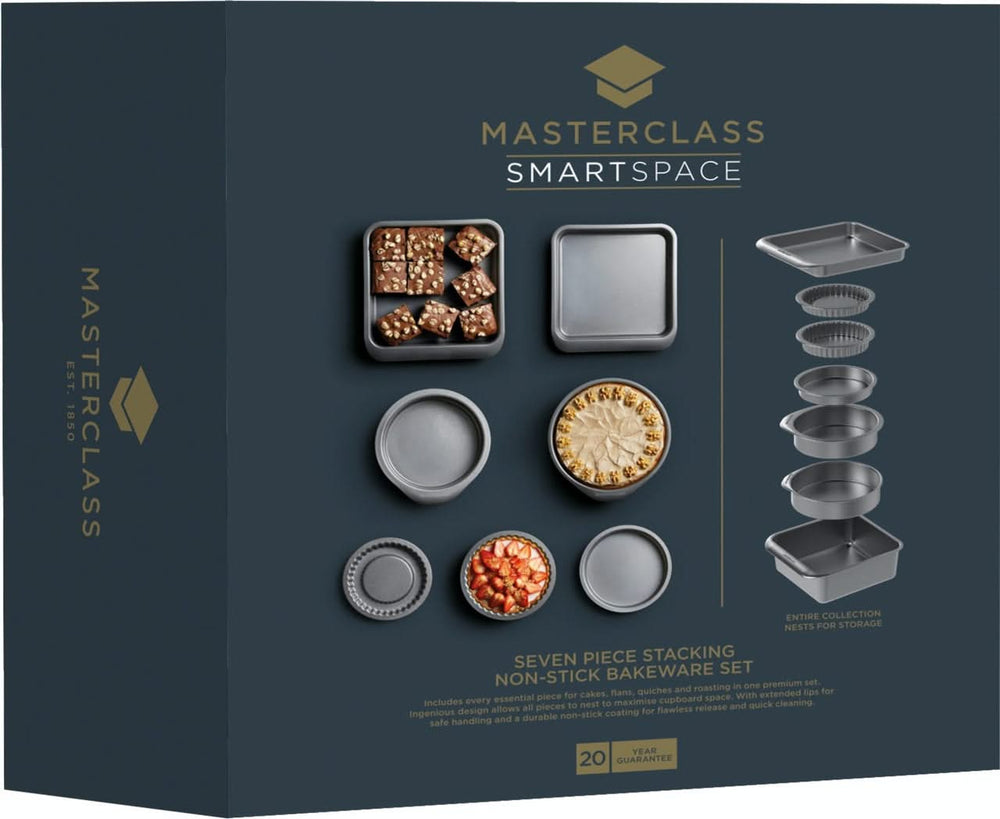 MasterClass Set de moules à pâtisserie Smart Space 7 pièces - Revêtement antiadhésif standard