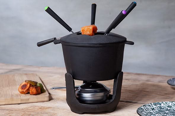 Ensemble a fondue Cosy & Trendy - en fonte - gris - 1,2 L - 10 pièces