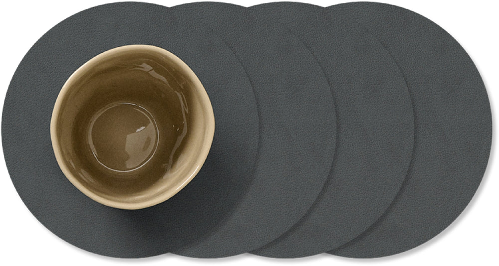 Set de dessous de verre LIND DNA - en cuir - Nupo - ø 10 cm - 4 pièces
