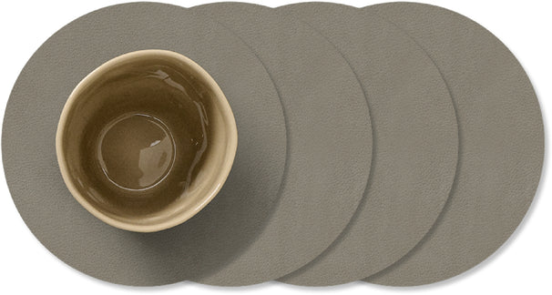 Ensemble de dessous de verre LIND DNA - en cuir - Nupo - ø 10 cm - 4 pièces