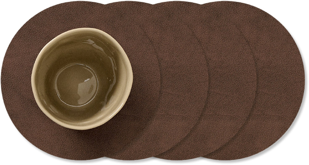Ensemble de dessous de verre LIND DNA - en cuir - Nupo - ø 10 cm - 4 pièces
