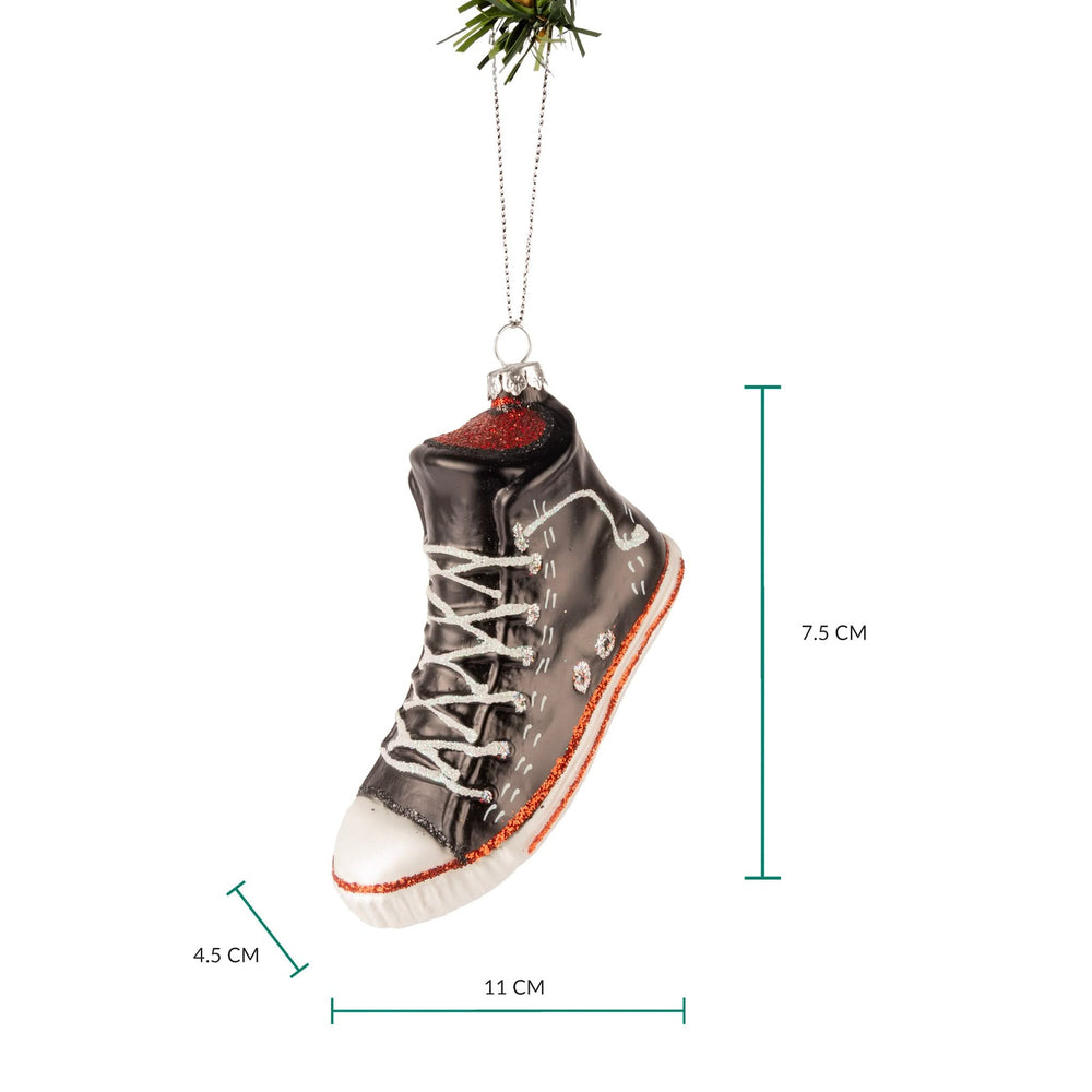 Boule de Noël Nordic Light - Boule en verre - Sneaker - Noir - 11 cm