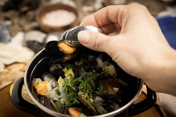 Ensemble de couverts à moules Anovi - Mosselbestek - en étain - 4 pièces