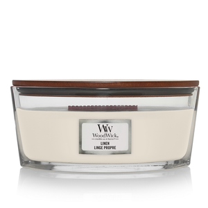 Bougie parfumée WoodWick - Bougie en verre - Linen - 9 cm / 19 cm