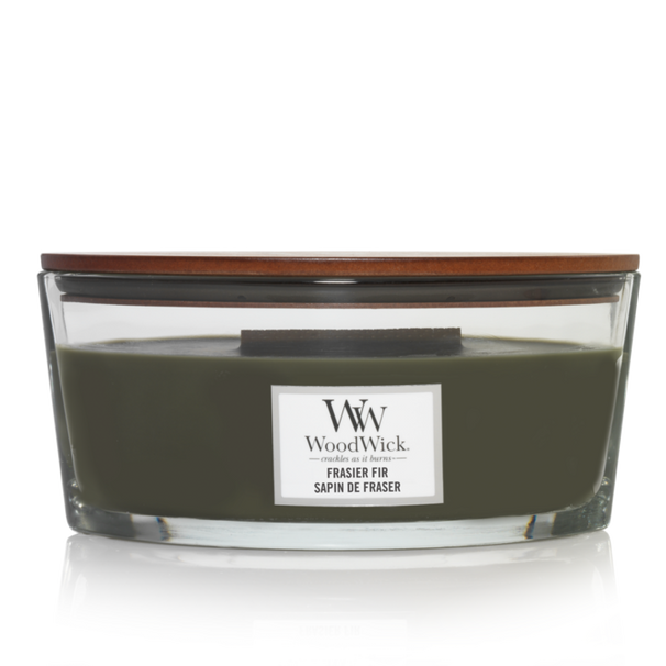 Bougie parfumée WoodWick - Mèche en bois - Frasier Fir - 19 cm