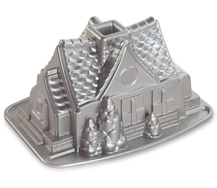 Moule à Bundt Nordic Ware Maison en Pain d'Épices Argent - Aluminium coulé - 26 x 20 cm