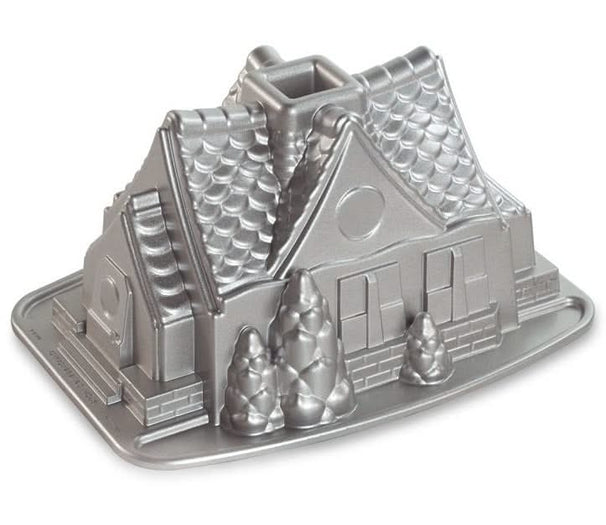 Moule à Bundt Nordic Ware Maison en Pain d'Épices Argent - Aluminium coulé - 26 x 20 cm