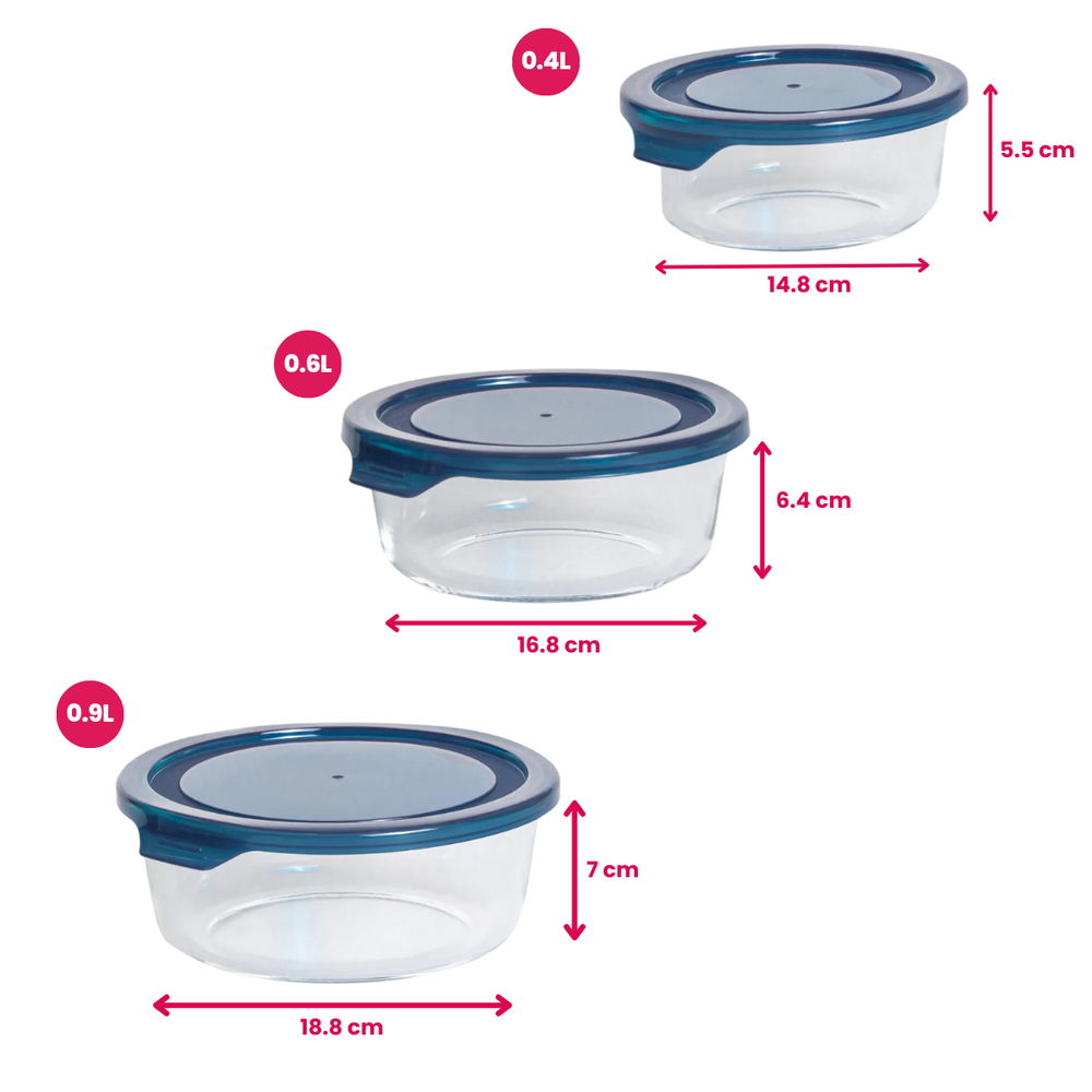 Ensemble de plats à four Sareva - Ronds - Cook&Fresh - 400/600/900 ml - 3 pièces