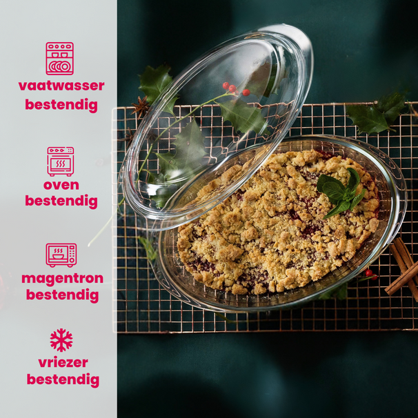 Ensemble de plat à rôtir Sareva - Ovale - en verre borosilicate - 4 L - 2 pièces