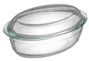 Ensemble de plat à rôtir Sareva - Ovale - en verre borosilicate - 4 L - 2 pièces