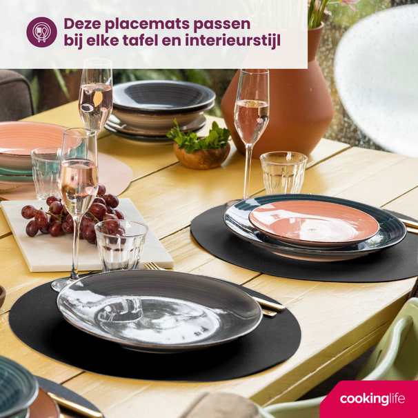 Set de sets de table Cookinglife - en cuir vegan - Placemats - Ø38 cm - 6 pièces