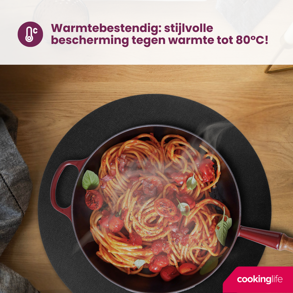 Set de sets de table Cookinglife - en cuir vegan - Placemats - Ø38 cm - 6 pièces