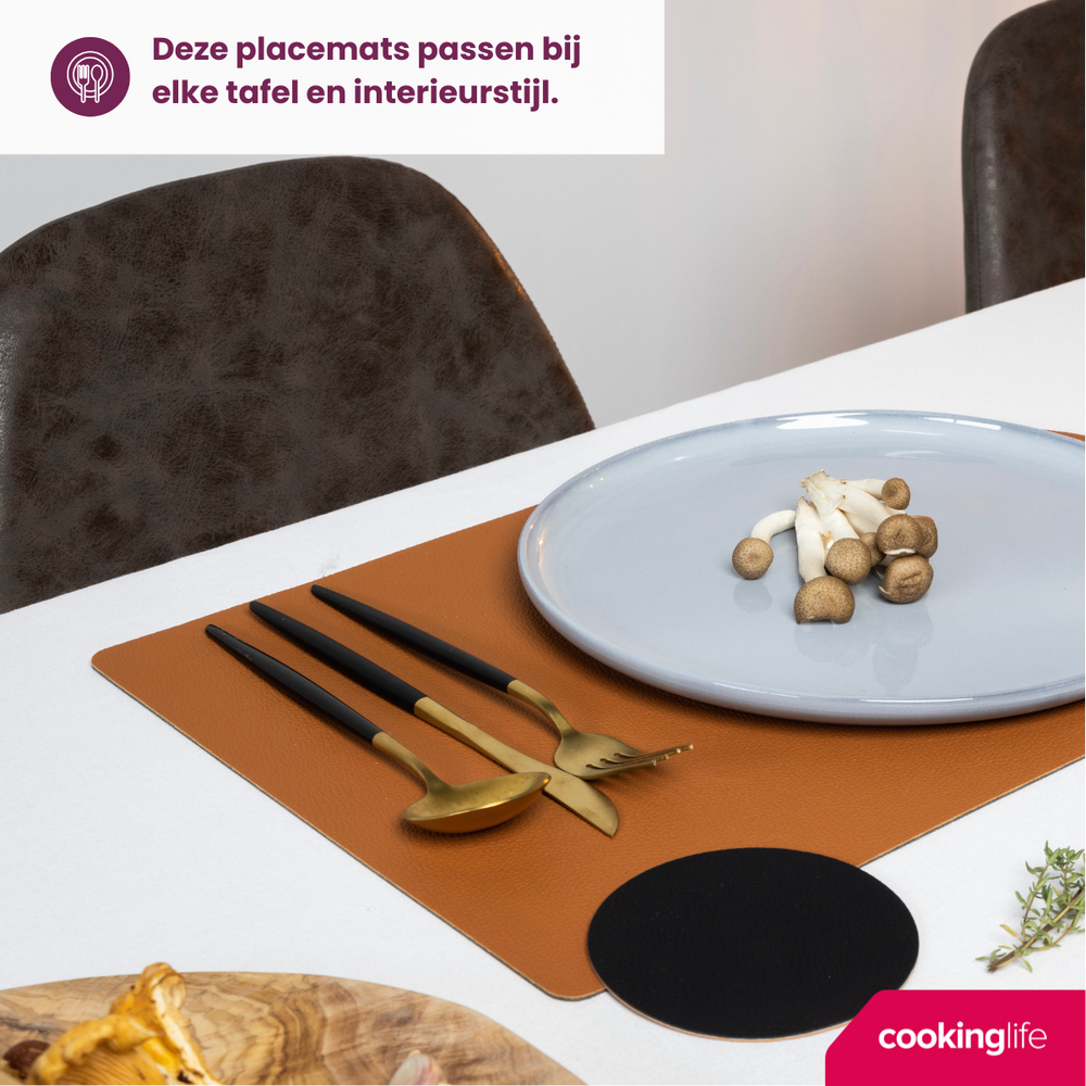 Set de sous-assiettes Cookinglife - Double face - Vegan - 46x33 cm - 6 pièces