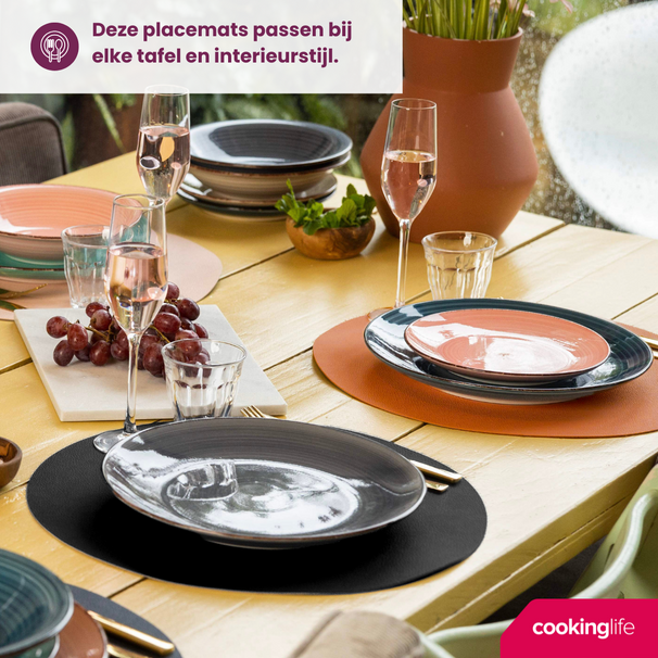 Set de sets de table Cookinglife - Double face - Ø 38 cm - 6 pièces