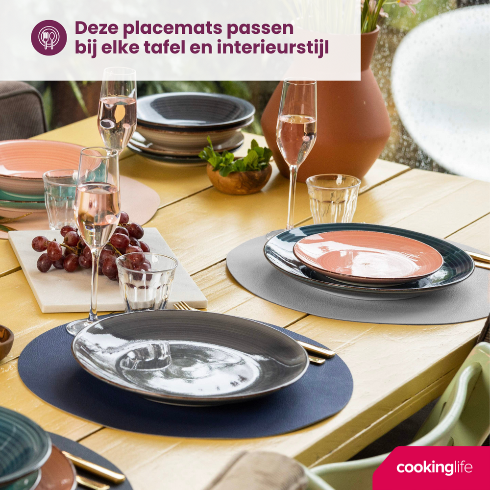 Ensemble de sets de table Cookinglife - Rond - sous-verres - Ø38 cm - 12 pièces