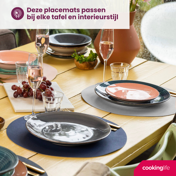 Set de sets de table Cookinglife - Double face - Placemats - Ø 38 cm - 6 pièces