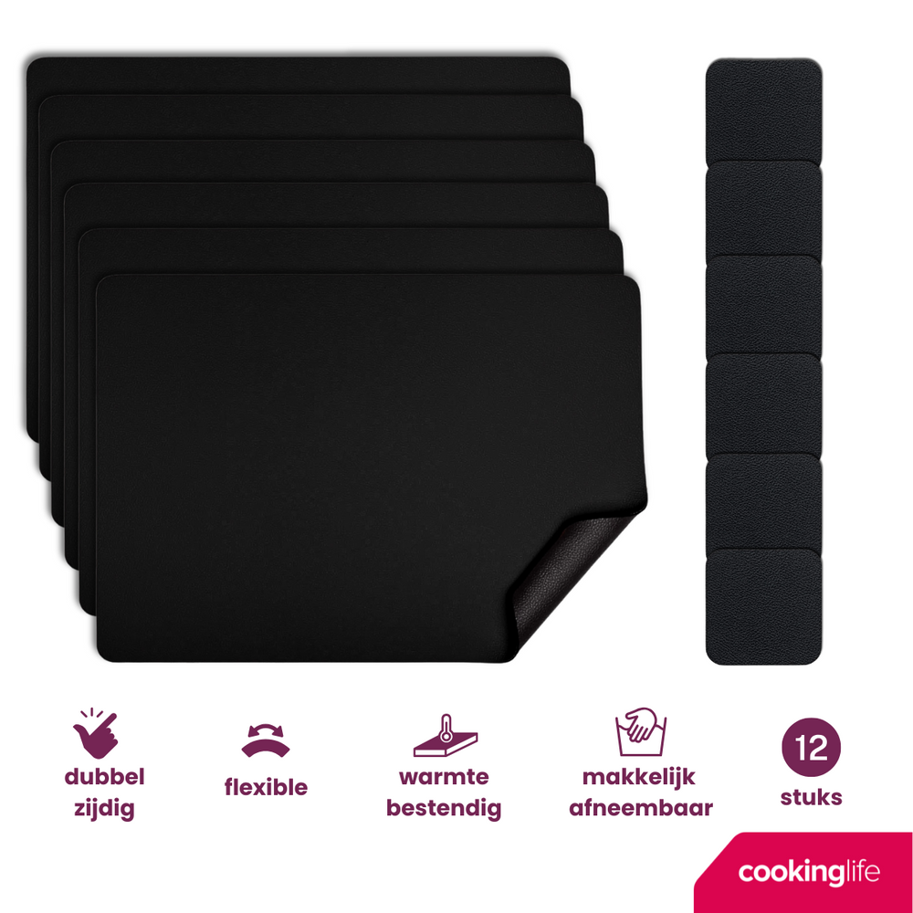 Set de placemats Cookinglife - en cuir vegan - Placemats - 46x33cm - 12 pièces