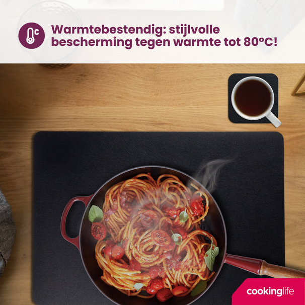 Set de placemats Cookinglife - en cuir vegan - Placemats - 46x33cm - 12 pièces
