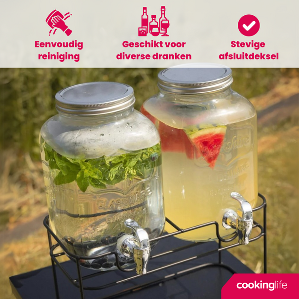 Ensemble de distributeurs Cookinglife - Distributeur a robinet - 2x4 L - 4 pieces