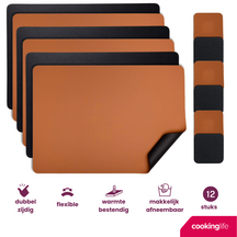 Ensemble de sets de table Cookinglife - en cuir vegan - 46 x 33 cm - 12 pièces