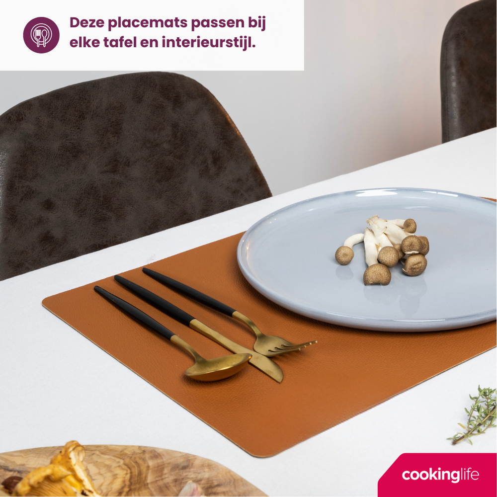 Ensemble de sets de table Cookinglife - en cuir vegan - 46 x 33 cm - 12 pièces
