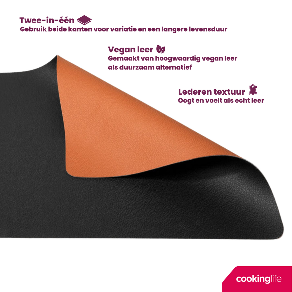 Ensemble de sets de table Cookinglife - en cuir vegan - 46 x 33 cm - 12 pièces