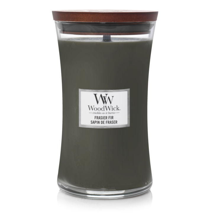Bougie parfumée WoodWick - Bougie en verre - Frasier Fir - 18 cm / ø 10 cm