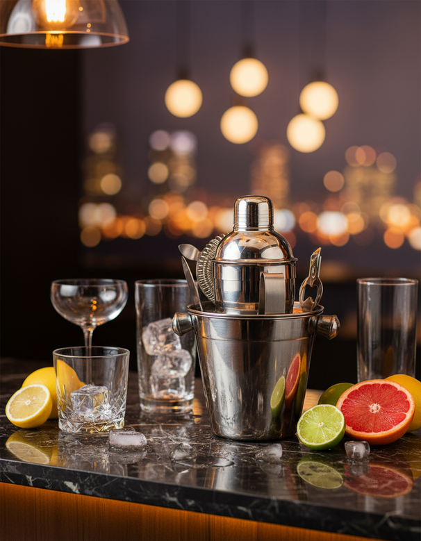 Ensemble d'outils de bar Cookinglife - Kit cocktail - en inox - 24 cm - 6 pièces