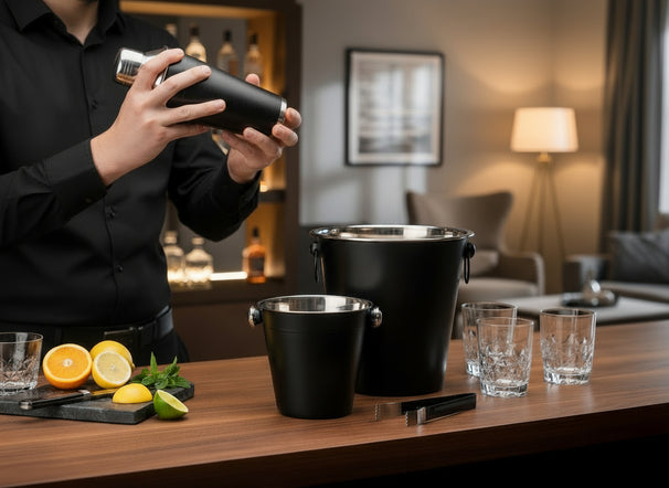 Set de bar Cookinglife - Shaker à cocktail - Noir - 230 mm - 4 pièces