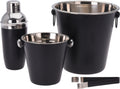 Set de bar Cookinglife - Shaker à cocktail - Noir - 230 mm - 4 pièces