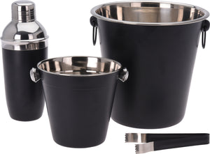 Set de bar Cookinglife - Shaker à cocktail - Noir - 230 mm - 4 pièces