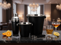 Set de bar Cookinglife - Shaker à cocktail - Noir - 230 mm - 4 pièces