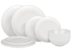 Alessi Service de table All-Time 12 pièces / 4 personnes - 4 assiettes à dîner, 4 assiettes à petit déjeuner et 4 bols