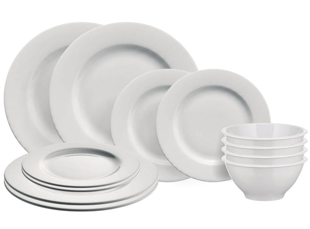 Alessi Service de table PlateBowlCup 12 pièces / 4 personnes - 4 assiettes à dîner, 4 assiettes à petit déjeuner et 4 bols