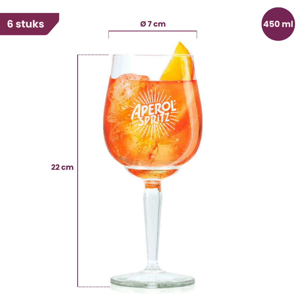 Aperol Verres Spritz 450ml - Set 6 - Design Moderne verre - Solide - Pour Spritz