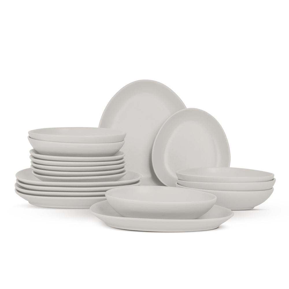 Ensemble de vaisselle BerlingerHaus mat crème ovale - 18 pièces / 6 personnes - 6 assiettes à dîner, 6 assiettes à petit-déjeuner et 6 assiettes creuses