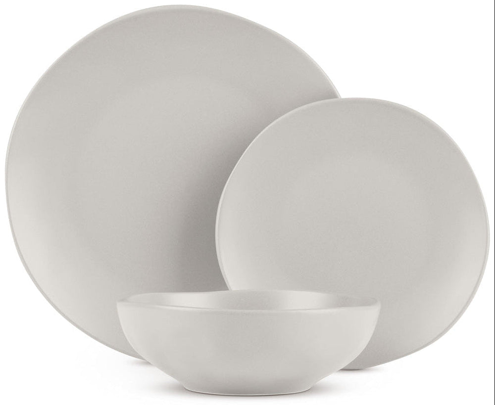 Ensemble de vaisselle BerlingerHaus mat crème rond - 18 pièces / 6 personnes - 6 assiettes à dîner, 6 assiettes à petit-déjeuner et 6 assiettes creuses