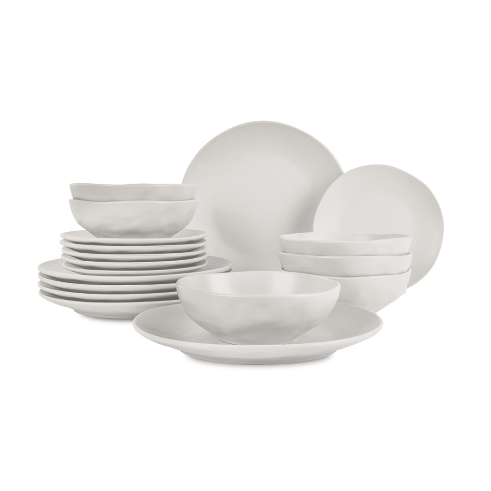 Ensemble de vaisselle BerlingerHaus mat crème rond - 18 pièces / 6 personnes - 6 assiettes à dîner, 6 assiettes à petit-déjeuner et 6 assiettes creuses