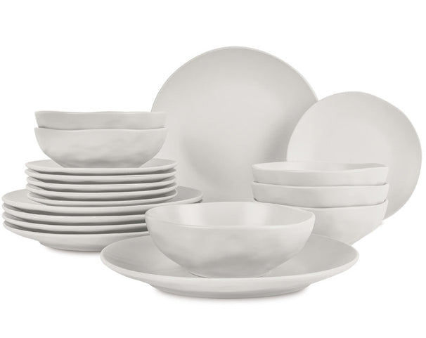 Ensemble de vaisselle BerlingerHaus mat crème rond - 18 pièces / 6 personnes - 6 assiettes à dîner, 6 assiettes à petit-déjeuner et 6 assiettes creuses