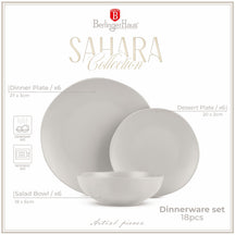 Ensemble de vaisselle BerlingerHaus mat crème rond - 18 pièces / 6 personnes - 6 assiettes à dîner, 6 assiettes à petit-déjeuner et 6 assiettes creuses