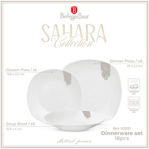 Ensemble de vaisselle BerlingerHaus blanc crème - 18 pièces / 6 personnes - 6 assiettes à dîner, 6 assiettes à petit déjeuner et 6 assiettes creuses